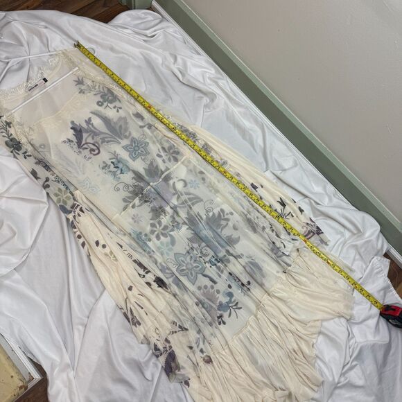 ORIGAMI Long Duster Cardigan Lace Boho Flowy Hippie Floral Western Fairy Size XL - Picture 11 of 13